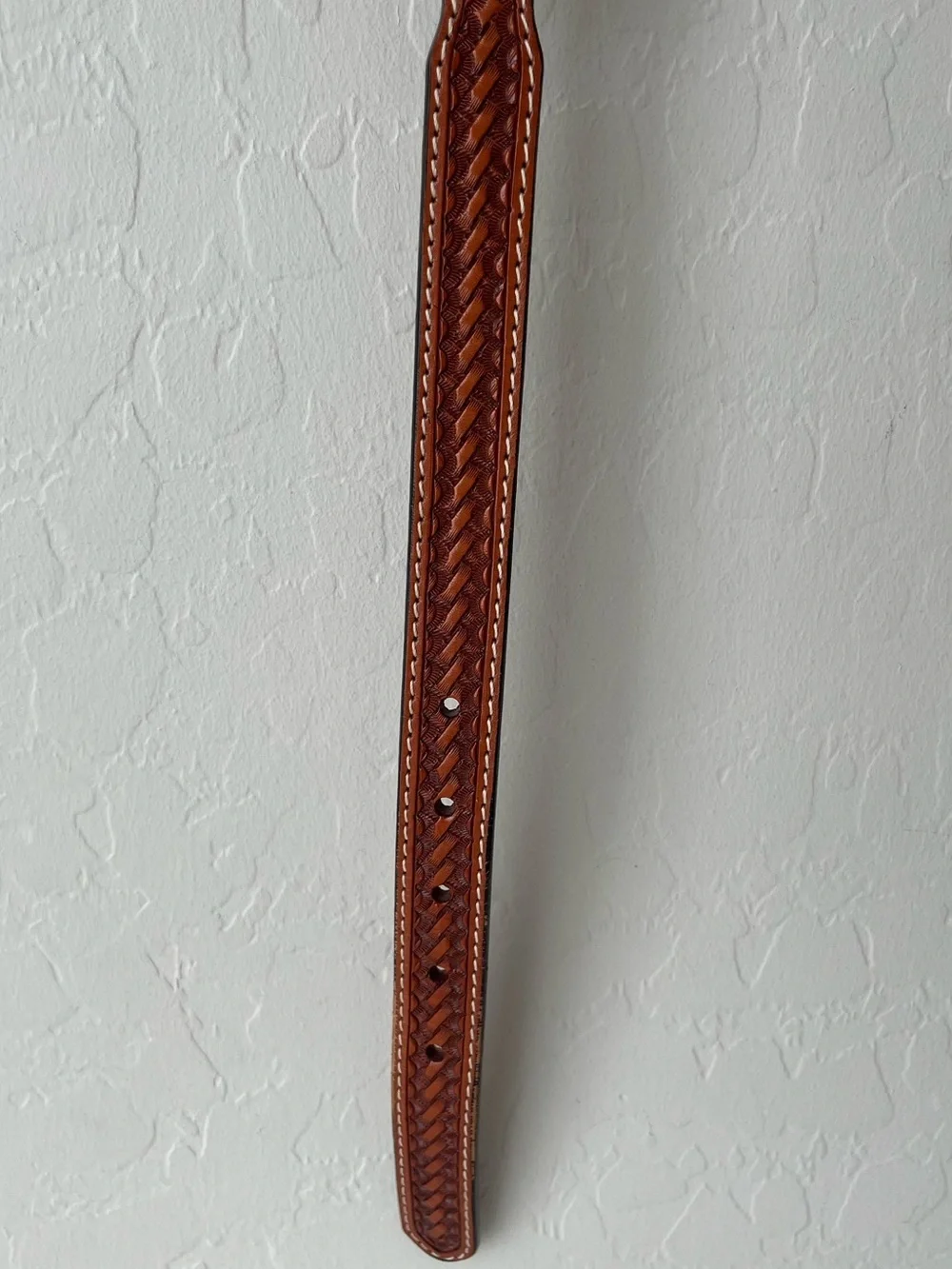 3D DDD Western Leather Tooled Cross Belt Size 36 Tan Brown White Silver